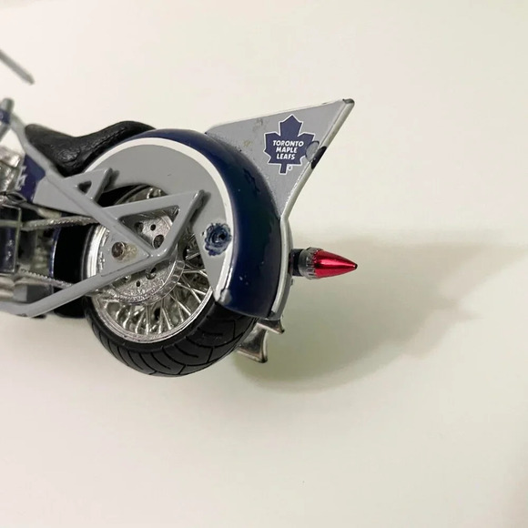 Toronto Maple Leafs Small Chopper Motorcycle Toy 6.5 Inch Long Flaws - Picture 10 of 16